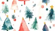 © NeuralNiche - Seamless watercolor Christmas tree pattern for wrapping paper fabrics party accessories festive packaging and children s clothing print