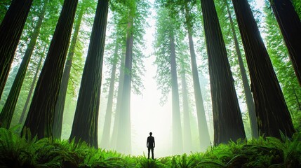 Wall Mural - Serene Silhouette in Lush Redwood Forest