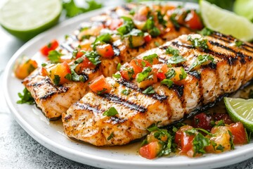 Grilled Salmon with Tomato, Pineapple, and Cilantro Salsa