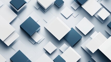 Abstract background with blue and white squares on light gray.