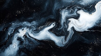 Wall Mural - Abstract Black White Gold Swirl Marble Texture Background