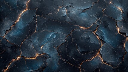 Sticker - Glowing Cracks in Dark Stone Texture Background