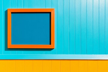 Aufkleber - Bright Minimalist Geometric of a Blank Frame on a Vibrant Colorful Wall
