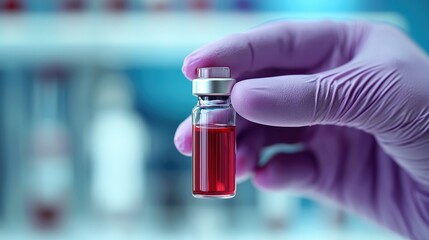 Poster - Scientist Holding Red Liquid Vial in Lab