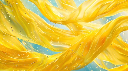 Wall Mural - Ribbons of vibrant lemon in cosmic streams