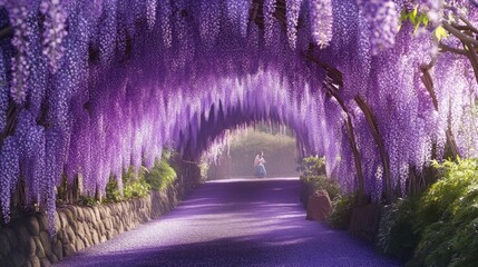 Wall Mural - Wisteria Tunnel Pathway