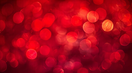 Abstract Red Bokeh Background with Soft, Circular Lights, Creating a Dreamy and Romantic Atmosphere