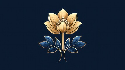 Poster - Gold and Blue Floral Design on Dark Background