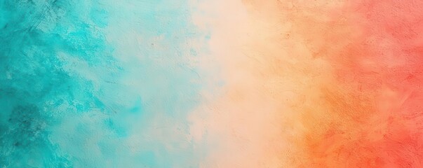 Poster - Pastel Backdrop, A vibrant abstract background featuring smooth gradients of teal, orange, and coral hues, perfect for artistic projects.