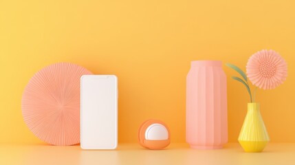 Poster - A clean and modern mobile app interface with a minimalist design, featuring a bright color scheme and intuitive navigation. The app showcases a product catalog with high quality images and clear
