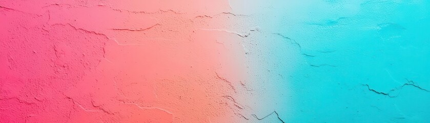 Poster - A vibrant gradient wall showcasing a blend of pink and turquoise colors, perfect for backgrounds and artistic projects.