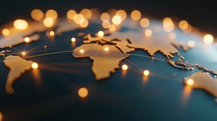 Wall Mural - An aerial view of a global network of interconnected lines and dots, representing global communication and data flow.