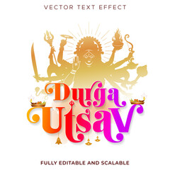 Wall Mural - Vector illustration of Happy Durga puja utsav or Navratri festival.