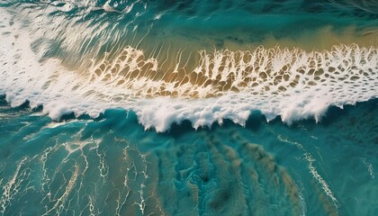 Sticker - Panoramic Ocean Waves on Sandy Beach: Capturing the Essence of Summer Vacation in Hawaii and Maldives