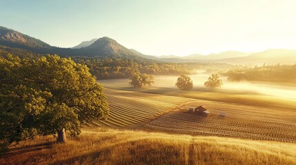 Wall Mural - sustainable agriculture in a rural field, producing organic crops for eco-friendly farming 