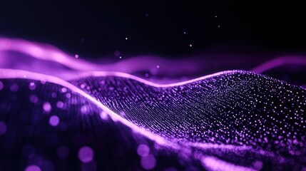 Poster - Abstract Purple Wavy Pattern With Glowing Dots