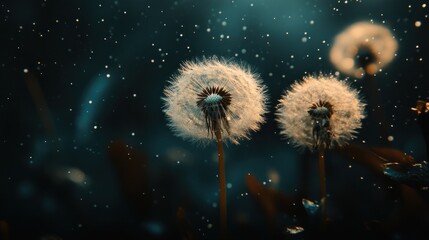 Wall Mural - Dandelions in the Night Sky