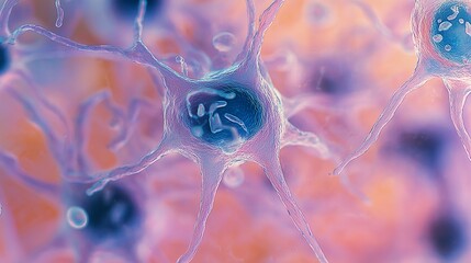 Poster - Detailed view of nerve endings under a microscope, neutral background.