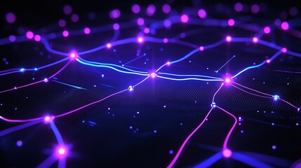 Poster - A vibrant abstract network of glowing lines and nodes, showcasing technology and connectivity in a digital landscape.