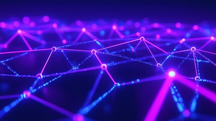 Poster - A vibrant network of interconnected nodes representing digital technology and data flow in a colorful, abstract design.