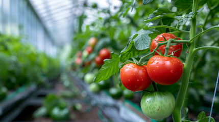 Wall Mural - Close up of tomatos, high quality fruits. Manual farming and harvesting concept.