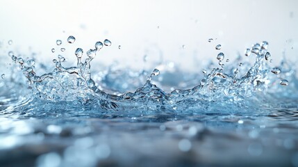 Poster - Water Splash  Abstract Liquid   Blue  Droplets   Freshness   Splashing   Texture   Background   Closeup   Macro