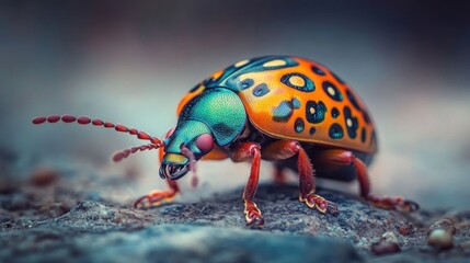 Sticker - Vibrant Beetle on Rough Surface