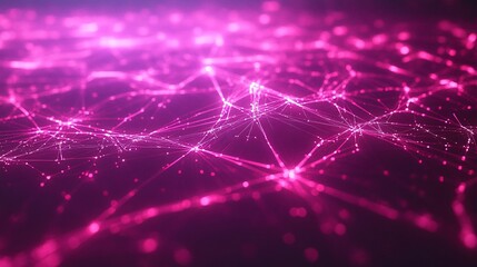 Poster - Abstract digital network with glowing magenta lines, representing connections and data flow in modern technology.
