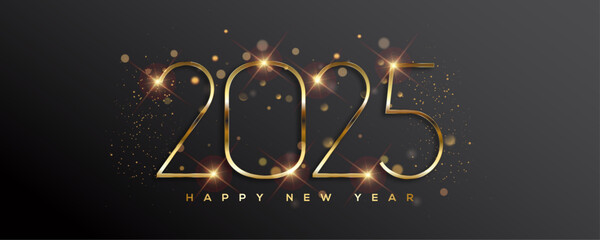 Poster - Happy New Year 2025 Greeting Card Gold