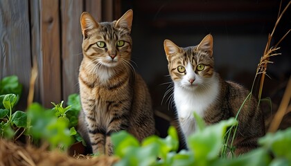 Playful feline exploring the farmstead