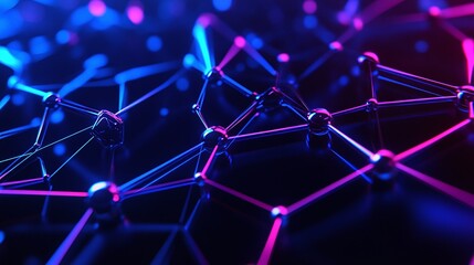 Poster - Futuristic network of glowing nodes and connections representing technology, innovation, and digital communication.