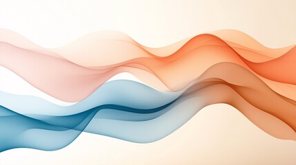 Poster - Ethereal Waves of Color: A mesmerizing abstract background with flowing orange and blue waves, evoking a sense of tranquility and movement.