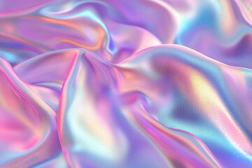 Poster - Pink and blue satin fabric flowing and forming abstract shapes