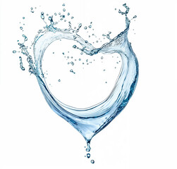 Poster - Water splashing forming heart shape on white background
