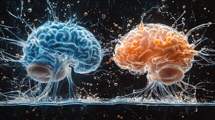 Wall Mural - a layered visual showing how inflammation in ms causes a breakdown in neural communication throughou