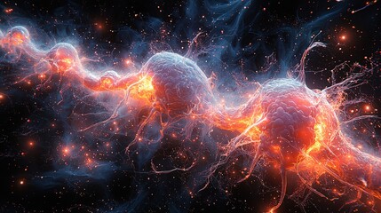 Wall Mural - a layered visual showing how inflammation in ms causes a breakdown in neural communication throughou