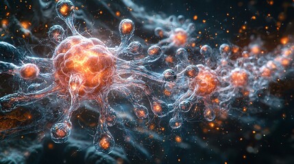 Wall Mural - a visual depiction of how ms creates lesions that disrupt motor control signals in the brain