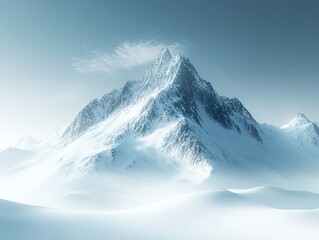 Canvas Print - Majestic Snowy Mountain Peak in Winter Landscape