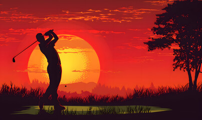 Wall Mural - golf-themed graphic advertising backgrounds.