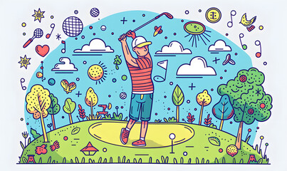 Wall Mural - golf-themed graphic advertising backgrounds.