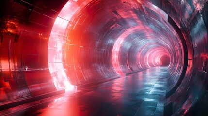 Wall Mural - futuristic tunnel with red and blue lights