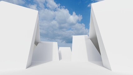 Poster - 3d render abstract architecture background building geometric shape