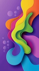Poster - Colorful abstract shapes blending together against a purple background showcasing vibrant designs and smooth curves