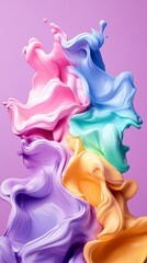 Poster - Colorful abstract paint swirls in vibrant shades creating a dynamic artistic display against a soft backdrop