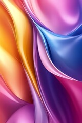 Poster - Vibrant swirls of silk-like fabric showcasing a gradient of colors in a soft and flowing arrangement perfect for artistic backgrounds