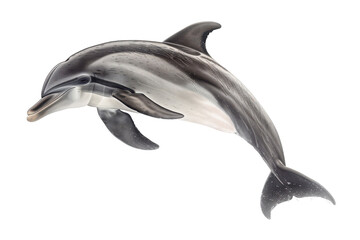 Graceful dolphin swimming underwater isolated on transparent background