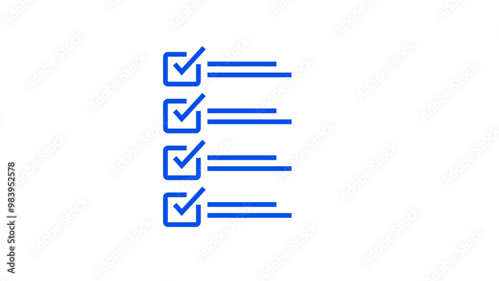 Abstract beautiful document paper and tick checkmarks royal blue color ...