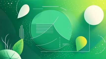 Poster - Abstract green illustration featuring geometric shapes and organic elements in a tranquil nature-inspired design