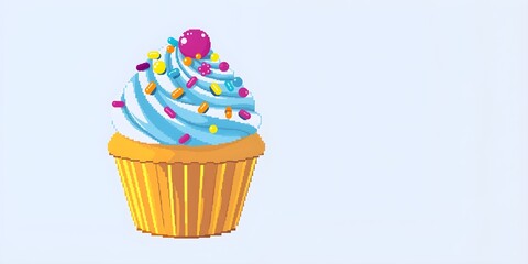 Wall Mural - Pixelated Cupcake:  Modern and Cheerful