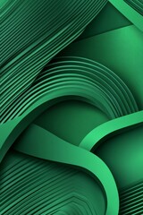 Poster - intricate green abstract design with layered waves and curves in a modern style